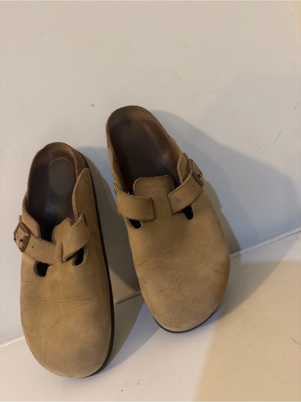 Birkenstocks tan leather women muler Leather clog sz 9